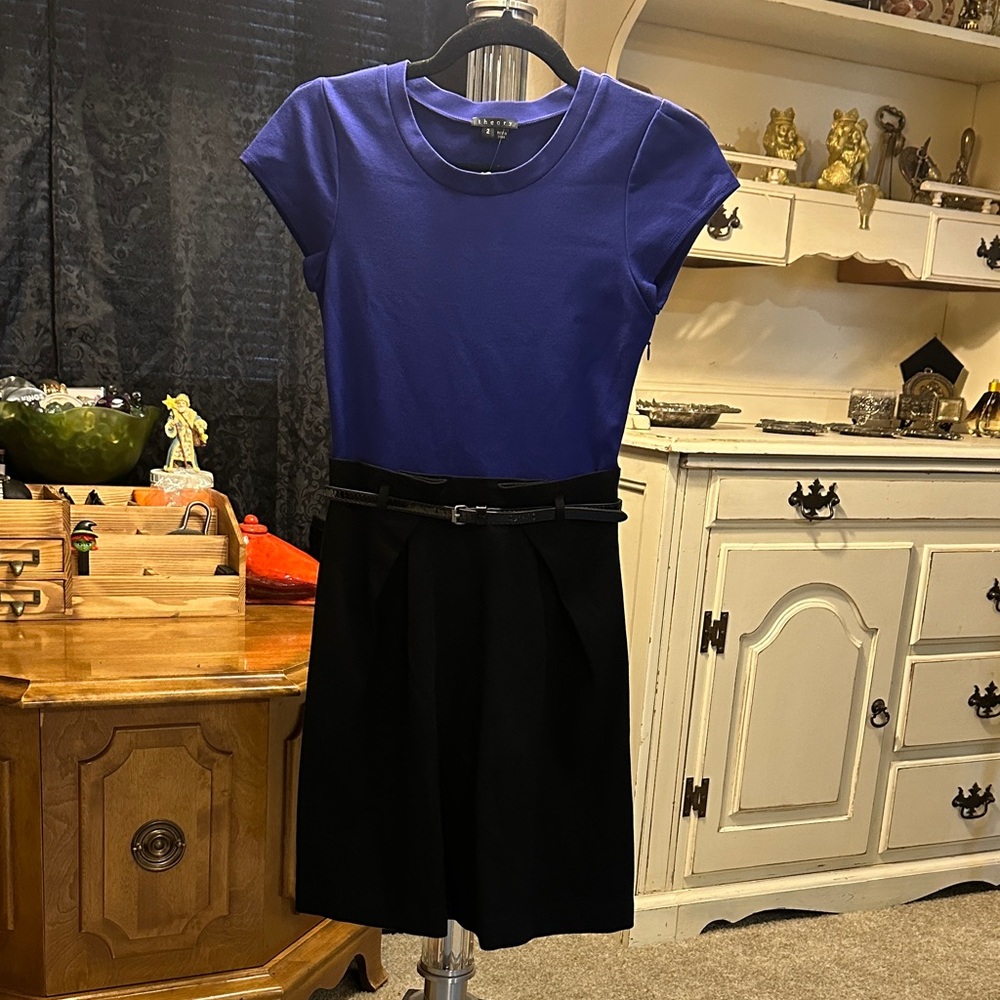 Theory Royal Blue and Black Mini Dress new with tags